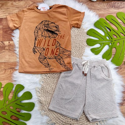Conj. Camiseta Wild One e Bermuda em Linho - Ferrugem